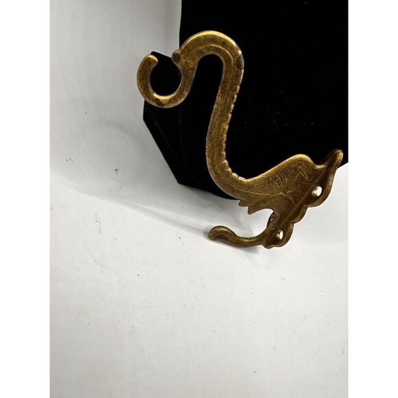 Vintage Brass India Elephant Double Hook Wall Hooks Coats Trunk UP 3.5 x 3.5 in - Picture 2 of 8
